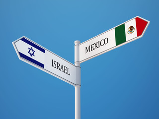 Mexico. Israel  Sign Flags Concept