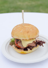 Beef burger with herb butter