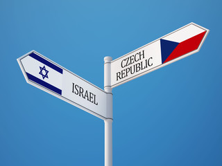 Czech Republic Israel  Sign Flags Concept