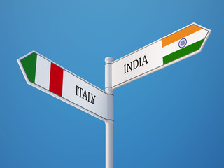 Italy India  Sign Flags Concept