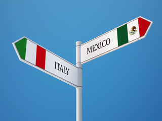 Mexico. Italy  Sign Flags Concept