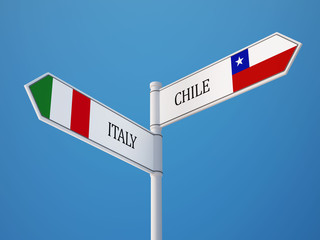 Chile Italy  Sign Flags Concept