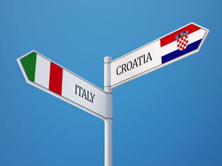 Croatia. Italy  Sign Flags Concept