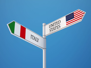 United States Italy  Sign Flags Concept