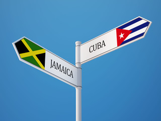 Cuba Jamaica  Sign Flags Concept