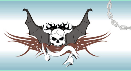 gotic winged skull tattoo background 