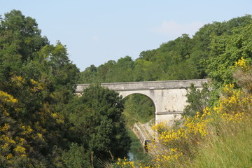Fototapeta na wymiar Charente-Maritime -Pont de Dompierre-sur-mer canal de Marans