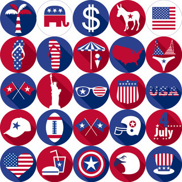 Set of various icon USA graphics design