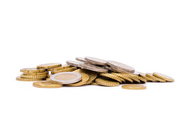 golden coins isolated on white background