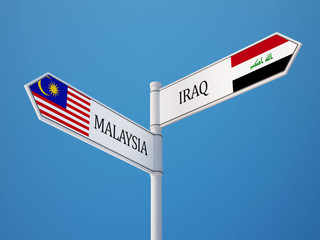 Malaysia Iraq  Sign Flags Concept