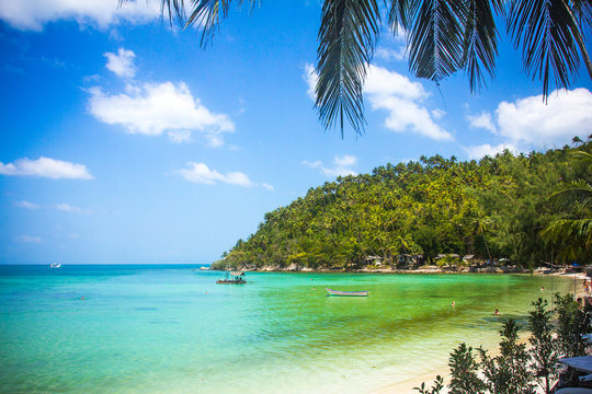 Tropical beach at Koh Phangan - nature background. Thailand