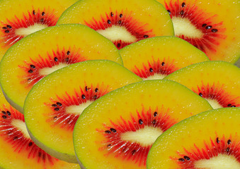 red kiwi fruit sliced