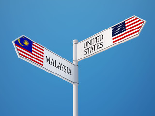 United States Malaysia  Sign Flags Concept
