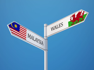 Wales Malaysia  Sign Flags Concept