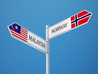 Norway Malaysia  Sign Flags Concept