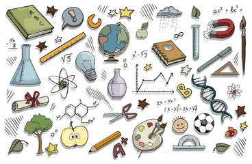 doodle set of school related items