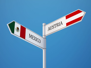 Austria Mexico.  Sign Flags Concept