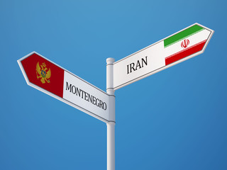 Montenegro. Iran   Sign Flags Concept