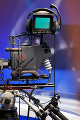 TV NEWS studio with camera and lights