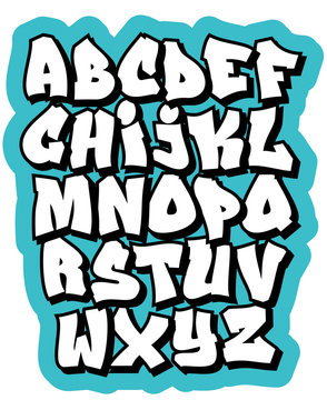 Fototapeta Cartoon comic graffiti doodle font alphabet. Vector