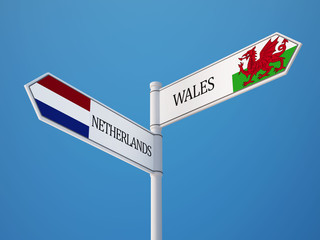 Wales Netherlands  Sign Flags Concept