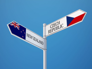 Czech Republic New Zealand  Sign Flags Concept