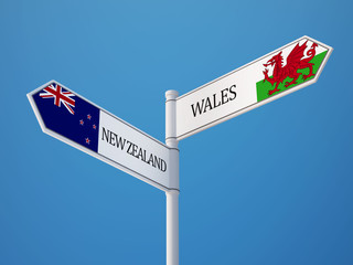 Wales New Zealand  Sign Flags Concept