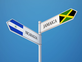 Nicaragua Jamaica  Sign Flags Concept