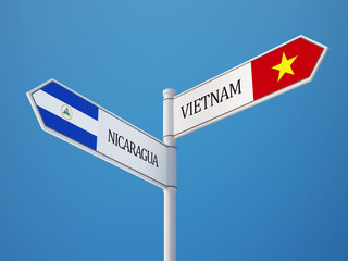 Vietnam Nicaragua  Sign Flags Concept