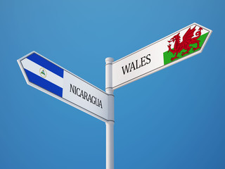 Wales Nicaragua  Sign Flags Concept