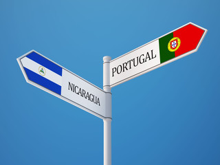 Portugal Nicaragua  Sign Flags Concept