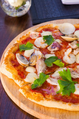 seafood thin crust pizza