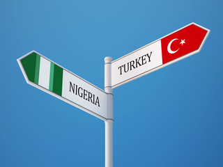 Turkey Nigeria  Sign Flags Concept