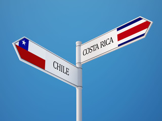 Costa Rica. Chile  Sign Flags Concept