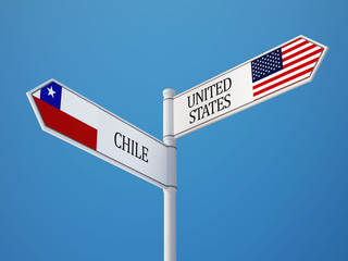 United States Chile  Sign Flags Concept