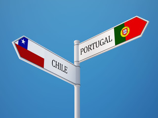 Portugal Chile  Sign Flags Concept