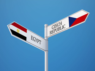 Czech Republic Egypt  Sign Flags Concept