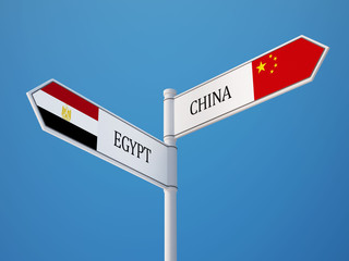 China Egypt  Sign Flags Concept