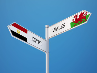 Wales Egypt  Sign Flags Concept