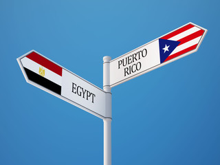 Puerto Rico Egypt  Sign Flags Concept