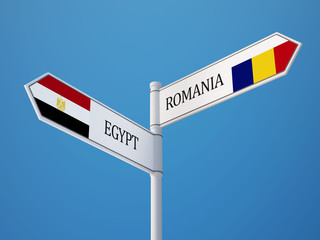 Romania Egypt  Sign Flags Concept