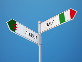 Algeria Italy  Sign Flags Concept