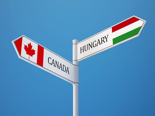 Canada Hungary  Sign Flags Concept