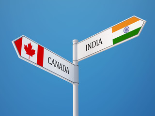 Canada India  Sign Flags Concept