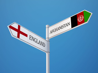 Afghanistan. England  Sign Flags Concept