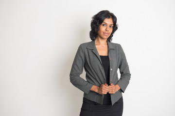 indian business woman with plain background
