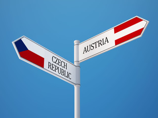 Austria Czech Republic  Sign Flags Concept