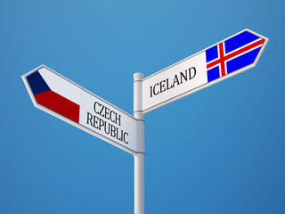 Iceland Czech Republic  Sign Flags Concept