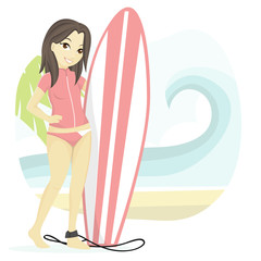 Cute Beach Girl Illustration