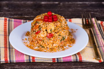 Chicken with vegetables and rice